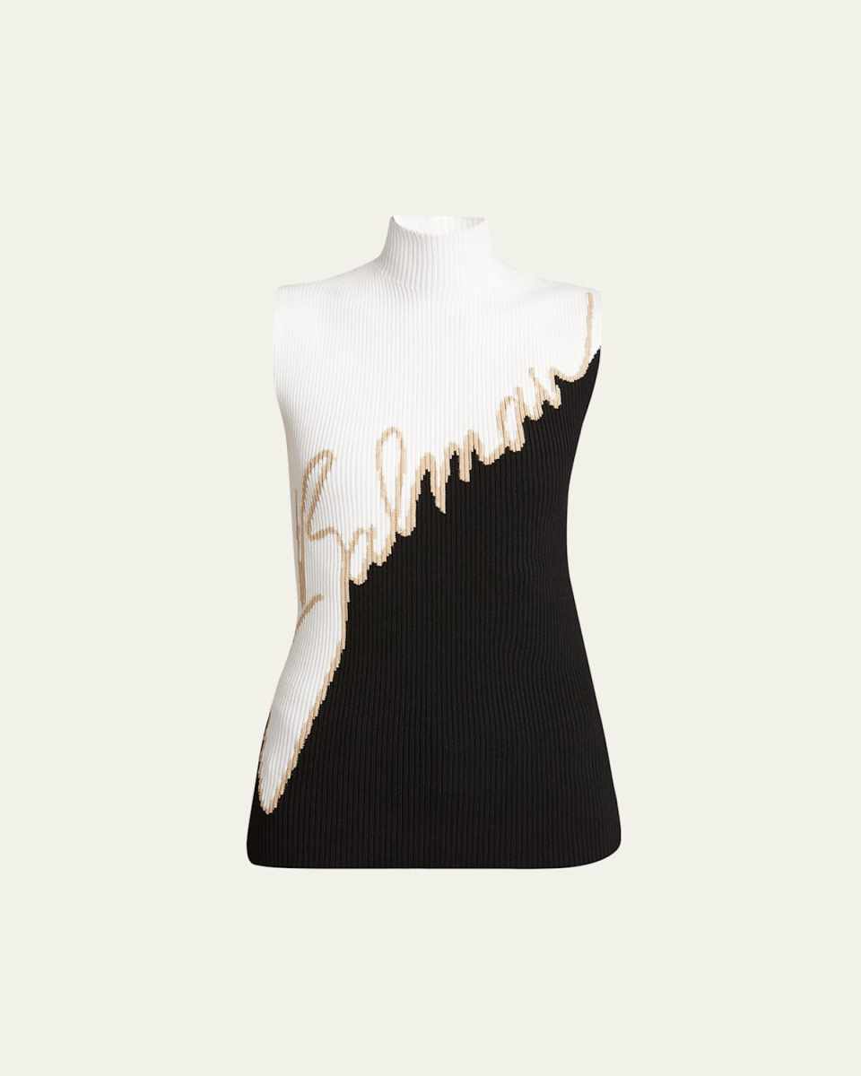 Colorblock High-Neck Logo Top